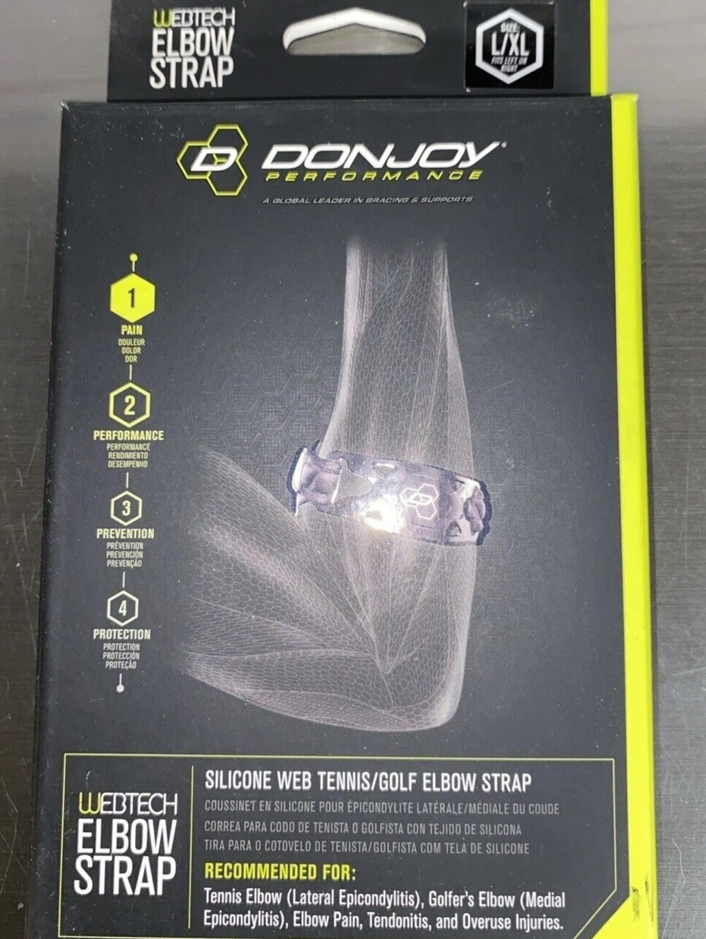 DonJoy Unisex Performance Silicone Tennis/Golf Elbow Strap L/XL Tendonitis